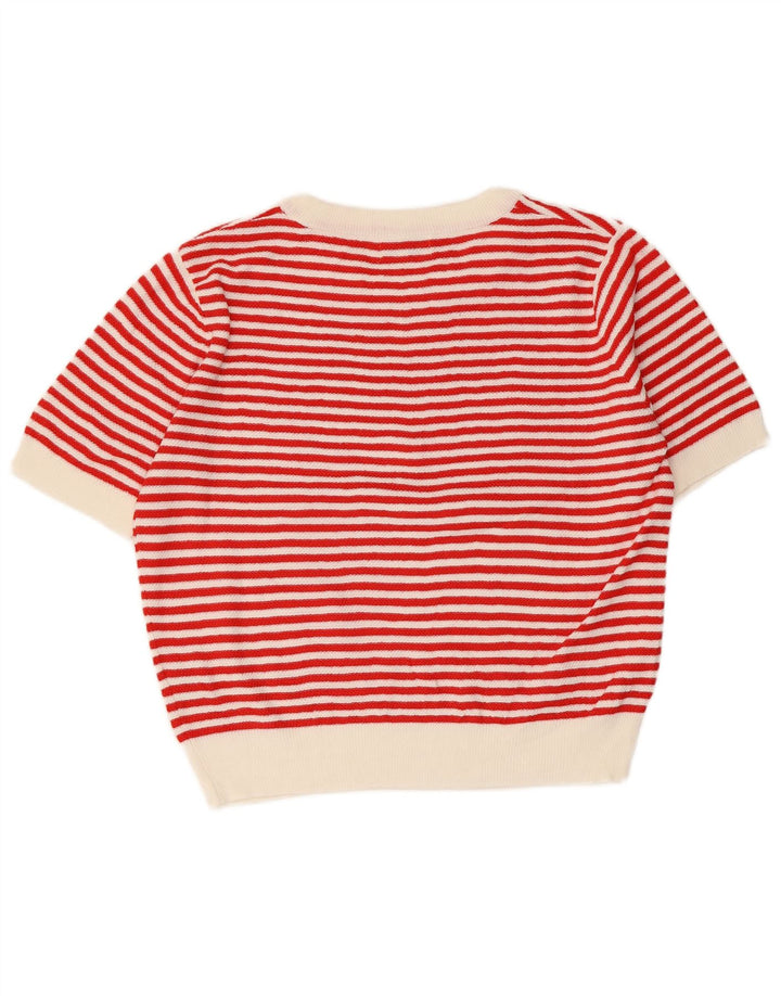 PEPALOVES Γυναικείο πουλόβερ με λαιμόκοψη UK 14 μεσαίο κόκκινο ριγέ