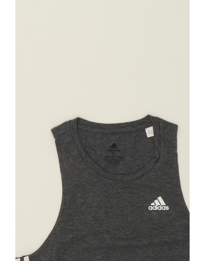 ADIDAS Womens Aeroready Vest Top UK 12/14 Medium Grey Polyester Vintage Adidas and Second-Hand Adidas from Messina Hembry 