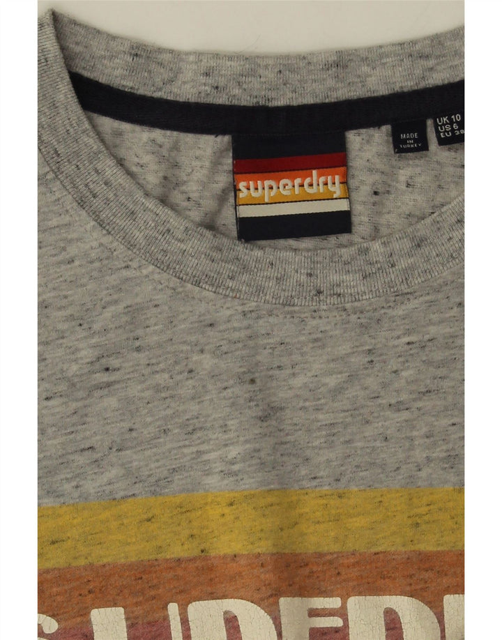 Γυναικείο υπερμεγέθη γραφικό μπλουζάκι Superdry UK 10 Small Grey Flecked