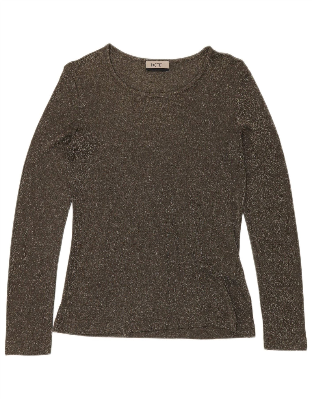 VINTAGE Γυναικείο τοπ μακρυμάνικο UK 12 Βισκόζη μεσαίου πράσινου χρώματος