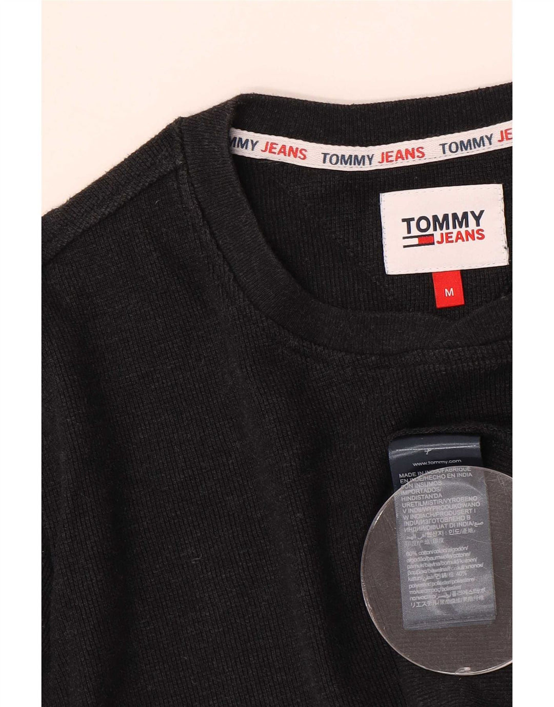 Tommy Hilfiger ανδρικό μπλουζάκι μακρυμάνικο μεσαίο μαύρο βαμβακερό