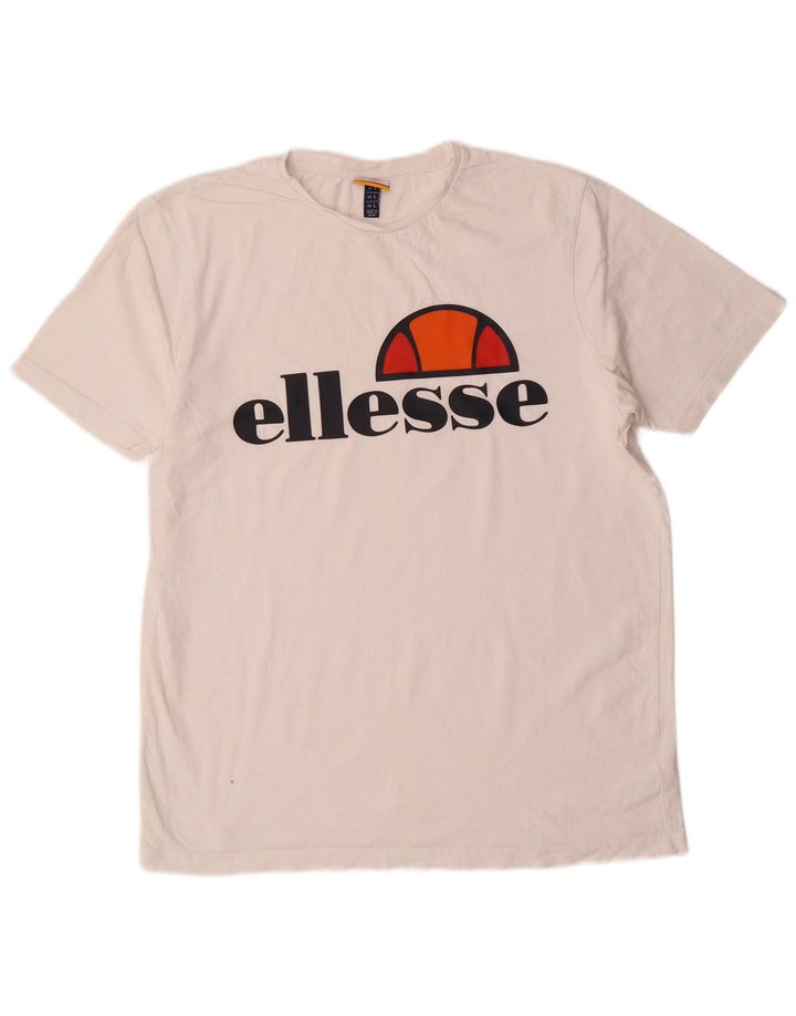 Ανδρικό γραφικό μπλουζάκι ELLESSE Top μεγάλο λευκό βαμβακερό