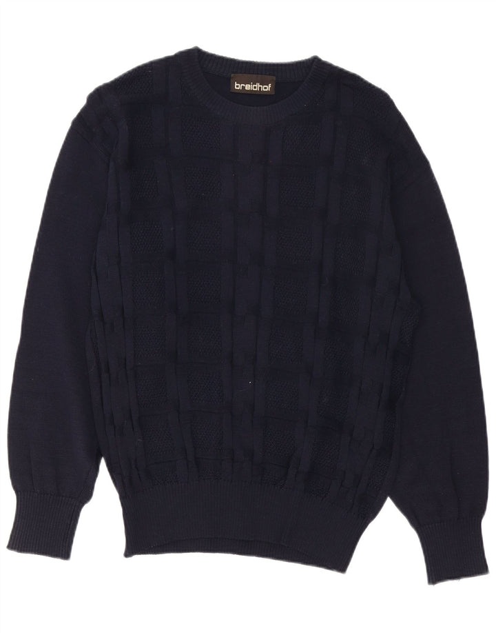 Breidhof Ανδρικό πουλόβερ με λαιμόκοψη IT 50 Medium Navy Blue New Wool