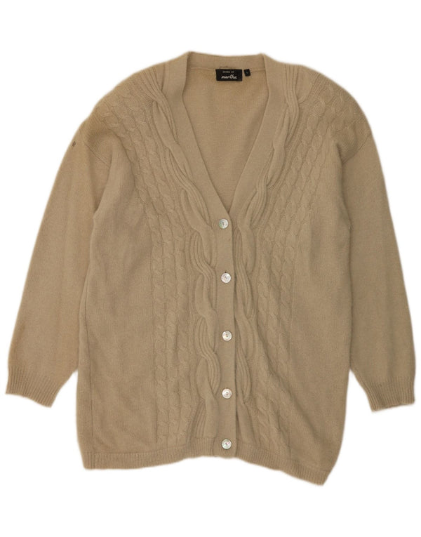 Vintage γυναικείο πουλόβερ Longline Cardigan UK 16 Large Beige Lambswool