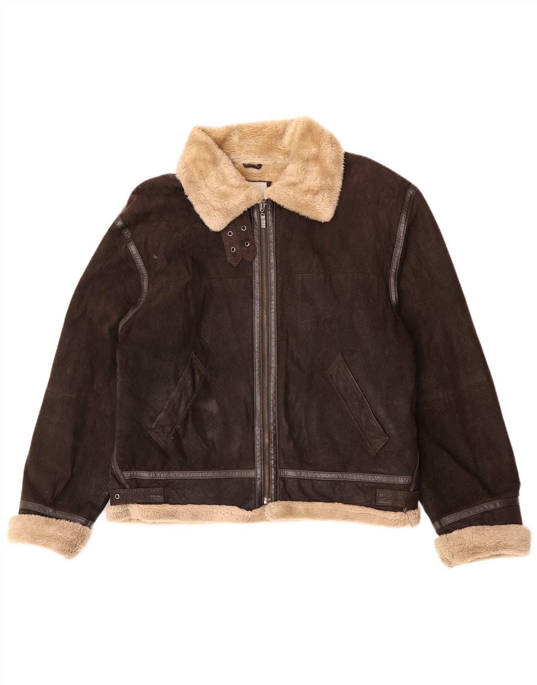 Conbipel Ανδρικό Sherpa Δερμάτινο Μπουφάν UK 40 Large Brown