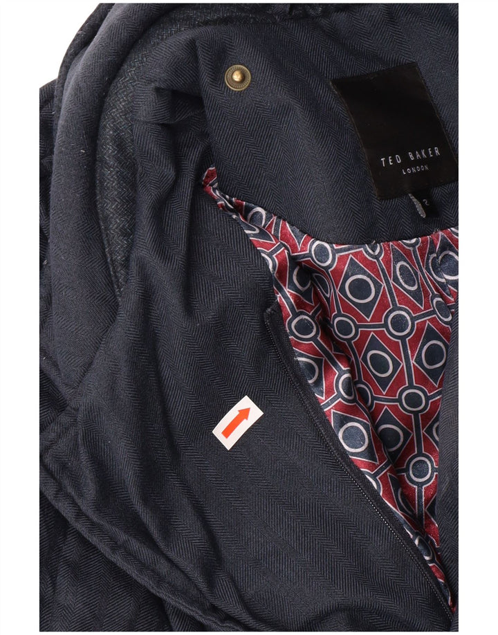 TED BAKER Ανδρικό καπιτονέ μπουφάν μεγέθους 2 Small Navy Blue Ψαροκόκκαλο Classic