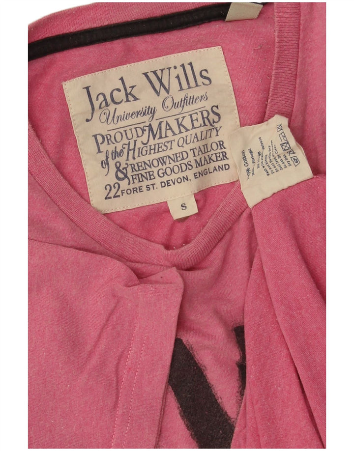 JACK WILLS Ανδρικό γραφικό T-Shirt Top Μικρό ροζ βαμβακερό
