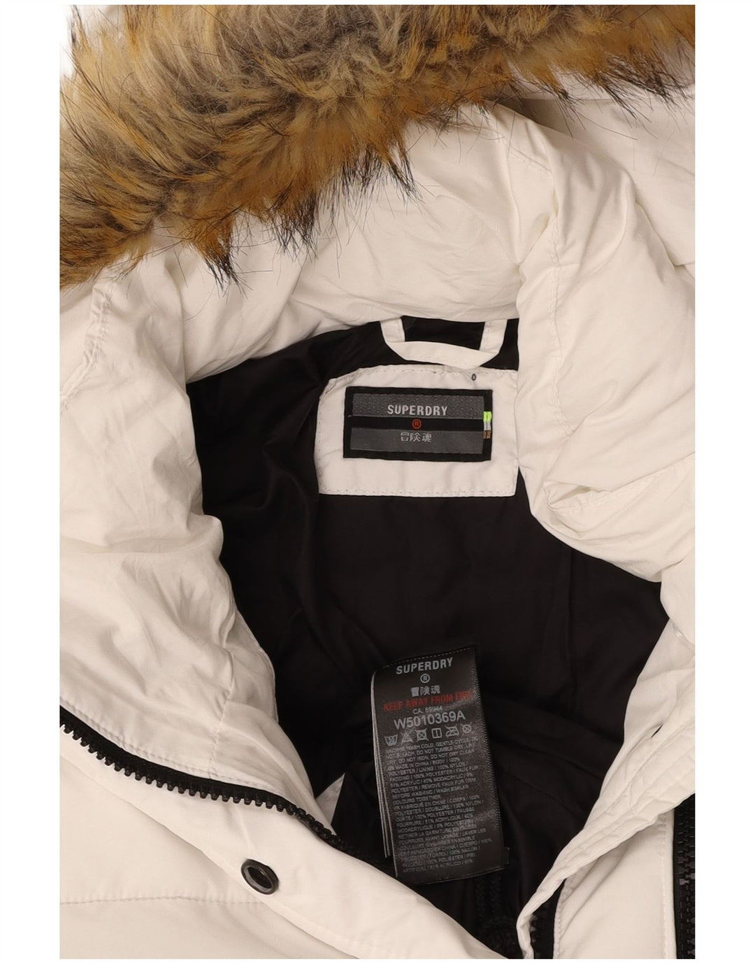 Γυναικείο μπουφάν με κουκούλα SUPERDRY UK 14 Μεσαίο λευκό πολυεστέρας