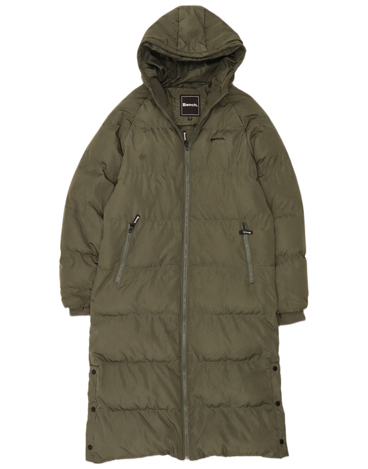 Γυναικείο πάγκο με κουκούλα μεγάλο παλτό UK 16 Large Khaki Polyester