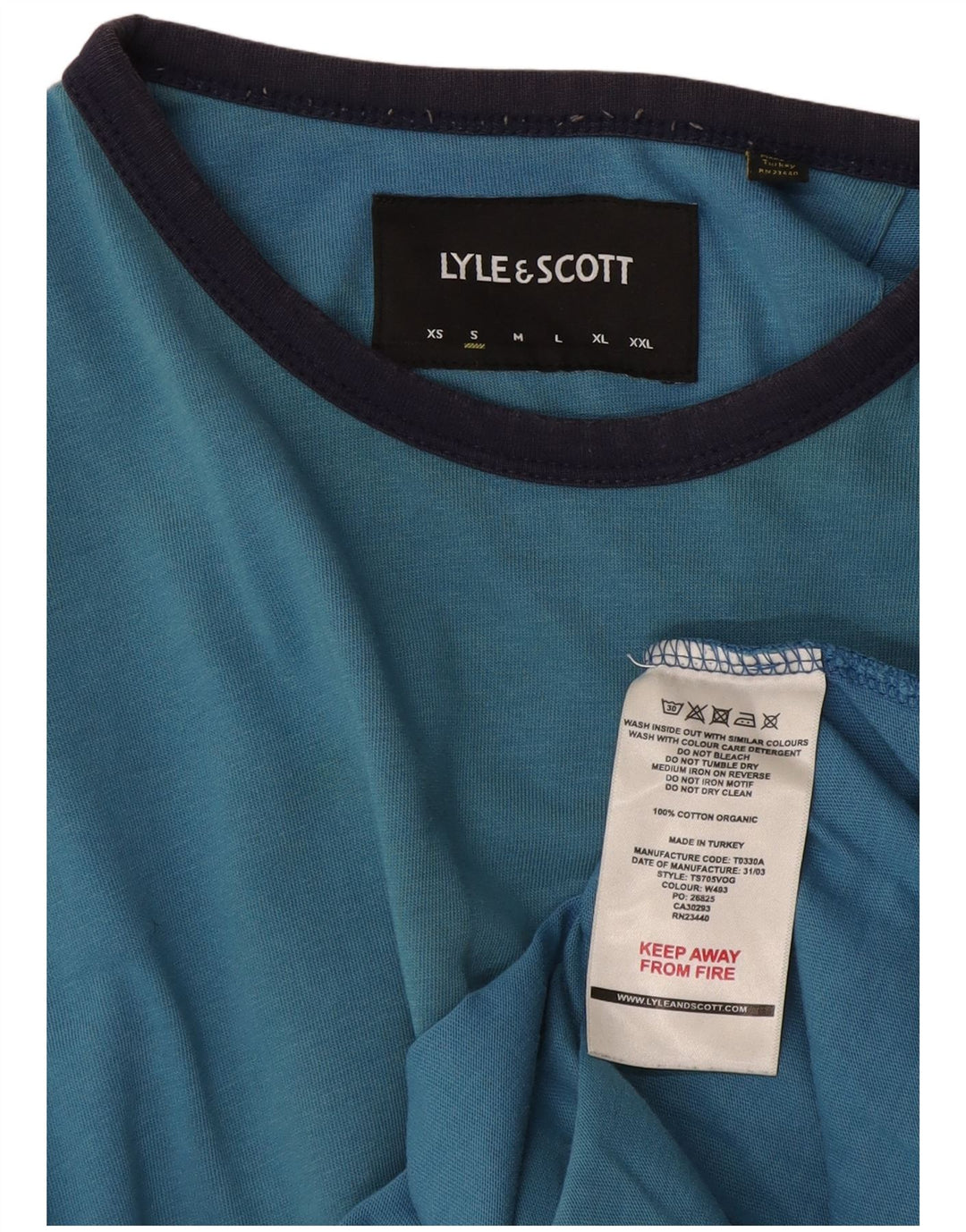 Lyle & Scott Ανδρικό T-Shirt Top Small Blue Colourblock Βαμβακερό