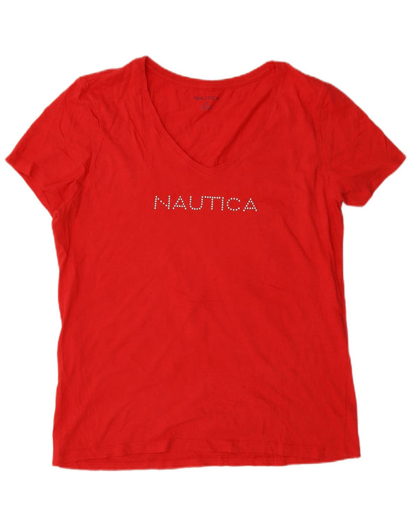 Γυναικείο γραφικό μπλουζάκι Nautica Top UK 18 XL κόκκινο βαμβακερό
