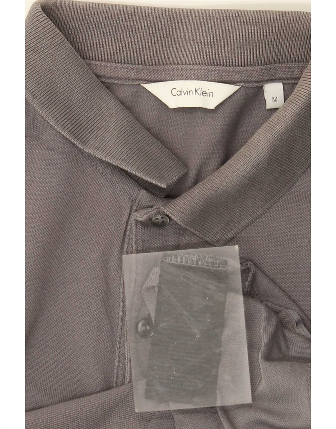 Ανδρικό πουκάμισο πόλο Calvin Klein, μεσαίο βαμβακερό γκρι