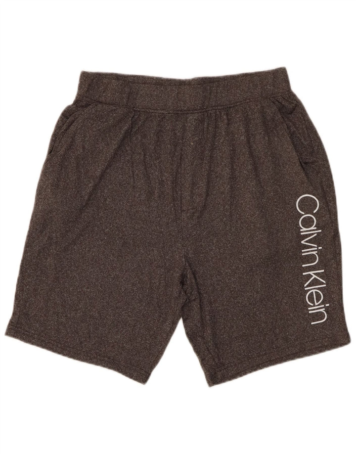 Ανδρικό γραφικό αθλητικό σορτς CALVIN KLEIN από μεσαίο γκρι πολυεστέρα