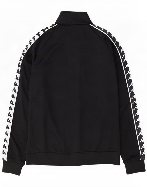 Kappa Womens Graphic Tracksuit Top Jacket UK 14 Medium Black Colourblock