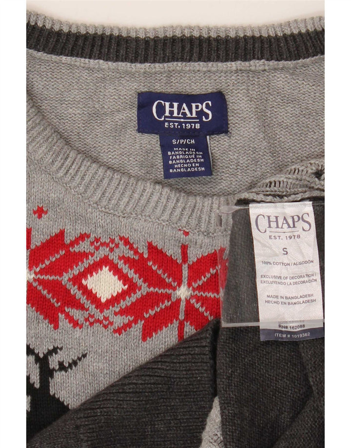 Ανδρικό πουλόβερ Chaps Boat Neck Jumper Small Grey Fair Isle Cotton