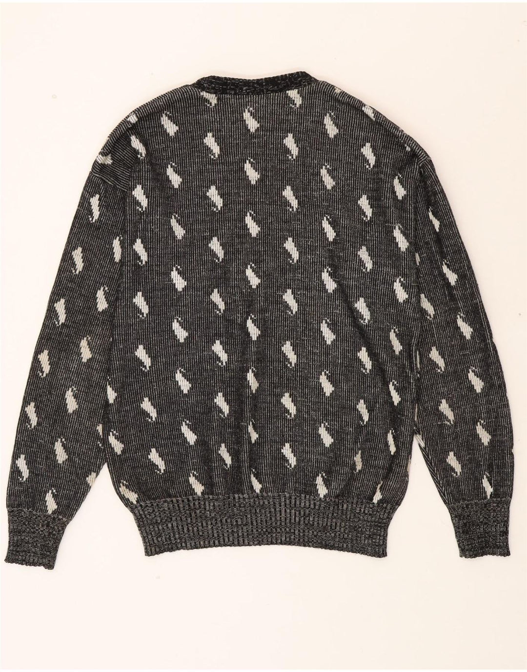 C&A Mens Abstract Pattern Crew Neck Jumper Sweater IT 52/54 Large Grey Vintage C&A and Second-Hand C&A from Messina Hembry 
