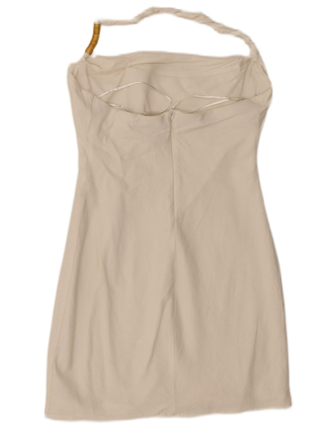 Zara Γυναικείο Mini Halter Φόρεμα UK 14 Μεγάλη Λευκή Βισκόζη