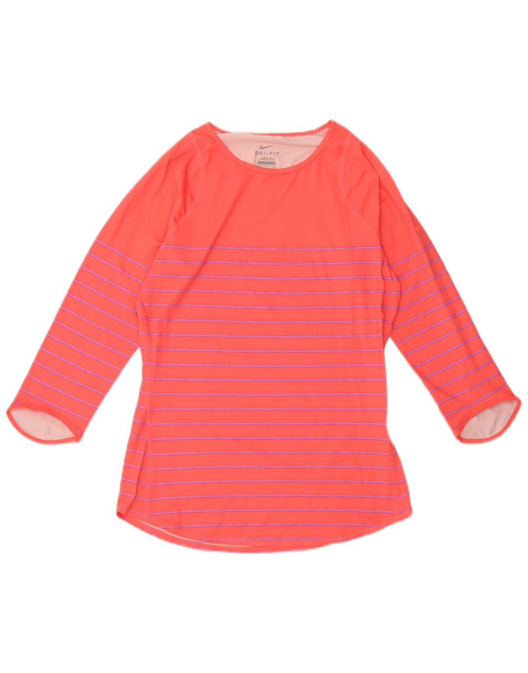 NIKE Γυναικεία Dri Fit Top 3/4 μανίκια UK 10 μικρού ροζ ριγέ πολυεστέρα