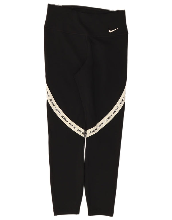 Γυναικεία Nike Dri Fit Graphic Crop κολάν UK 8 Small Black Colourblock