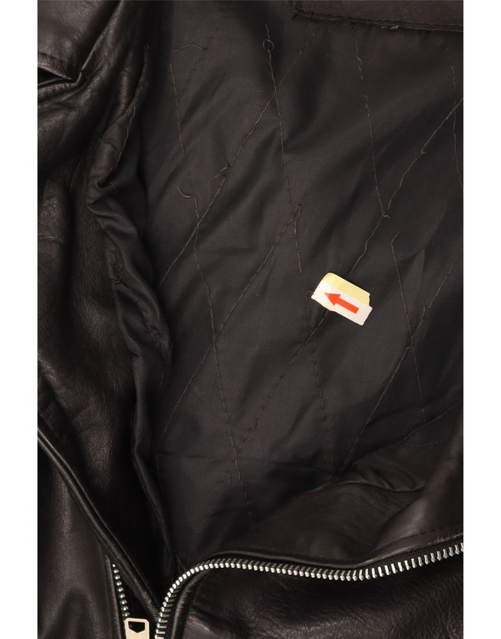 VINTAGE Ανδρικό Δερμάτινο Μπουφάν Biker UK 36 Small Μαύρο