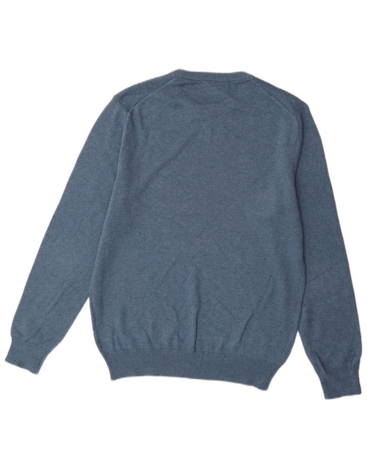 Crew Clothing Ανδρικό πουλόβερ με λαιμόκοψη μεσαίου μπλε βαμβακερό