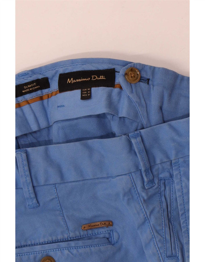 Massimo Dutti Ανδρικό παντελόνι Chino με λεπτή εφαρμογή EU 40 Medium W31 L29 Blue