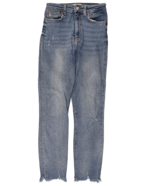 Zara Womens Distressed Slim Jeans EU 38 Small W28 L26 Blue