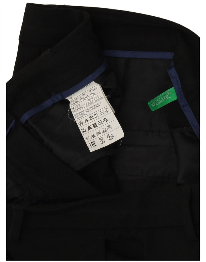 BENETTON Γυναικείο ίσιο παντελόνι UK 14 μεγάλο W32 L27 μαύρο πολυεστέρα