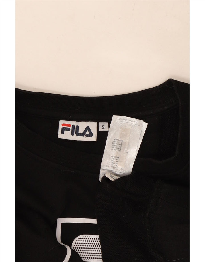 Γυναικείο γραφικό φούτερ FILA υπερμεγέθη Crop Jumper UK 10 Small Black