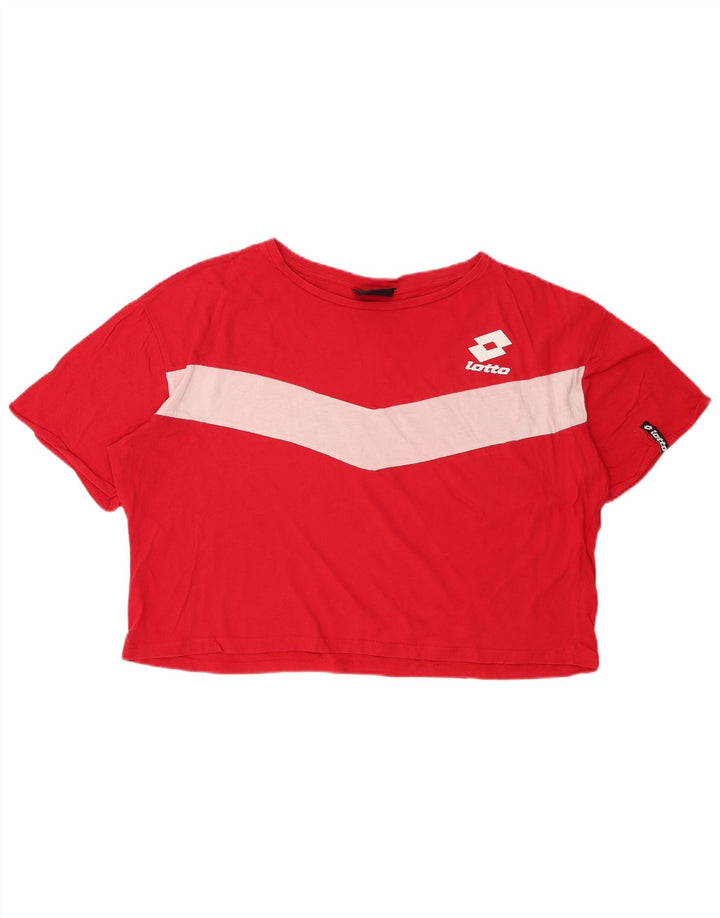 Γυναικείο T-Shirt LOTTO Crop Top UK 18 XL Κόκκινο βαμβακερό χρώμα