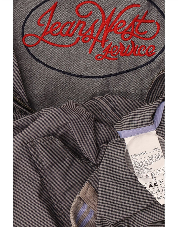 Ανδρικό μπουφάν Benetton Bomber UK 44 2XL Navy Blue Gingham Cotton