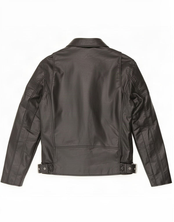 Zara Ανδρικό Faux Leather Biker Jacket UK 38 Medium Black
