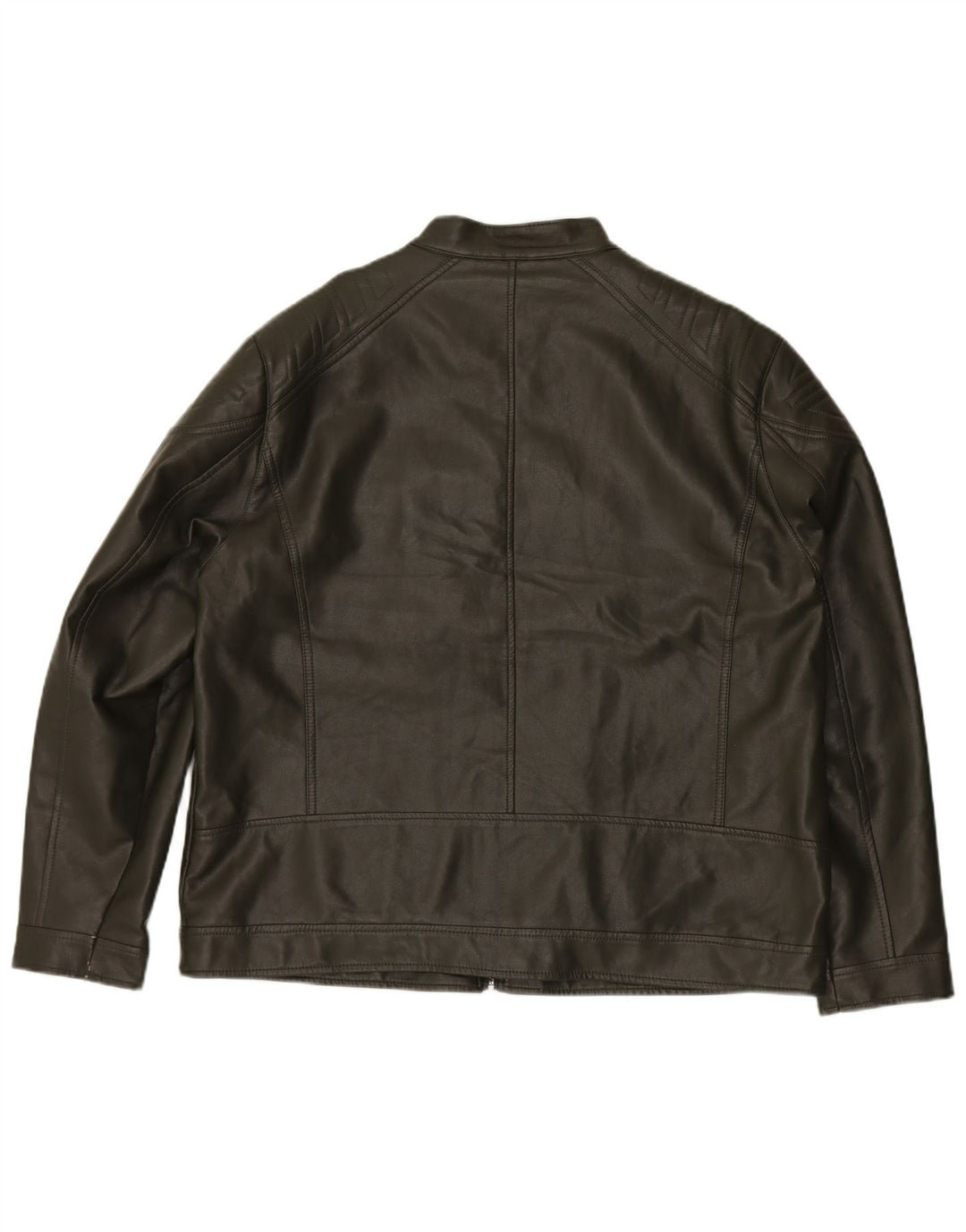 MAX Mens Faux Leather Jacket UK 44 2XL Green Polyurethane