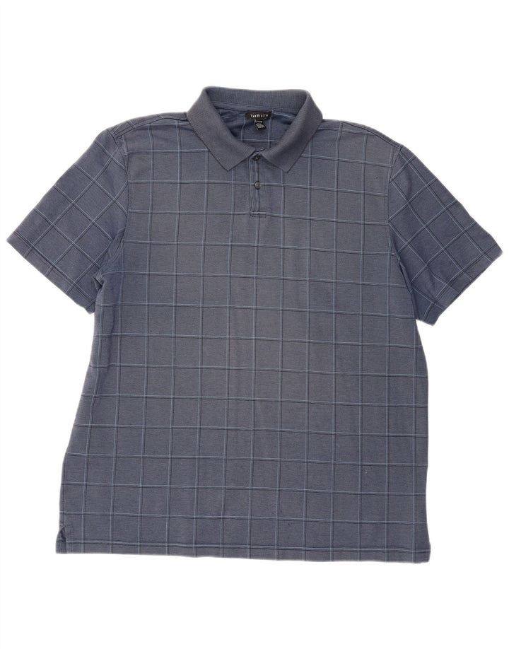 VAN HEUSEN Ανδρικό μπλουζάκι πόλο XL Navy Blue Check Cotton