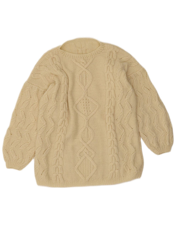 Vintage γυναικείο πουλόβερ με λαιμόκοψη UK 16 Large Beige