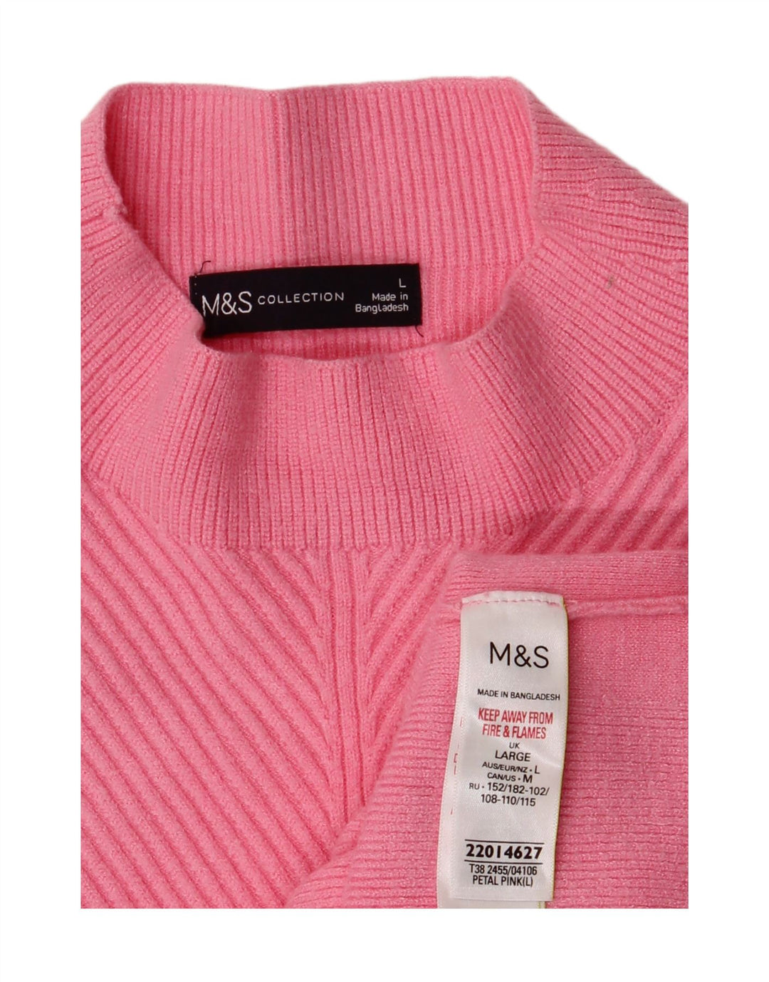 Marks & Spencer Γυναικείο πουλόβερ με λαιμό χελώνα UK 16 μεγάλο ροζ βισκόζη