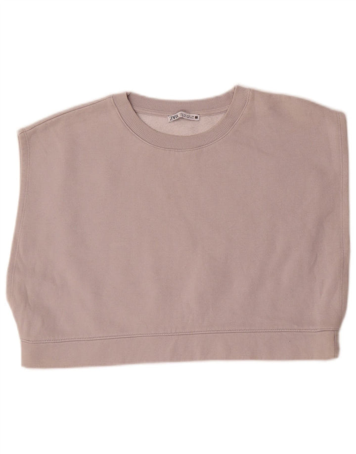 Γυναικείο αμάνικο φούτερ ZARA υπερμεγέθη Crop Jumper UK 10 Small Grey