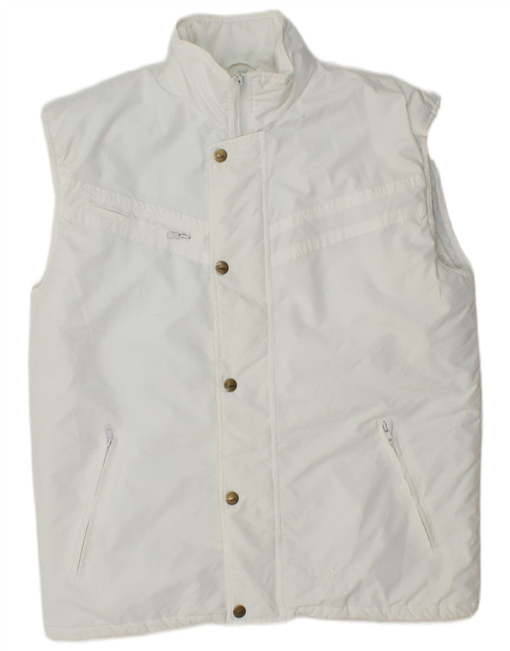 Vintage ανδρικό padded Gilet UK 36 Small White Polyester