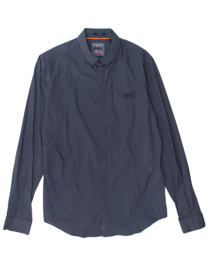 Ανδρικό πουκάμισο SUPERDRY Slim Fit Μικρό Βαμβακερό με μπλε ναυτικό στίγμα