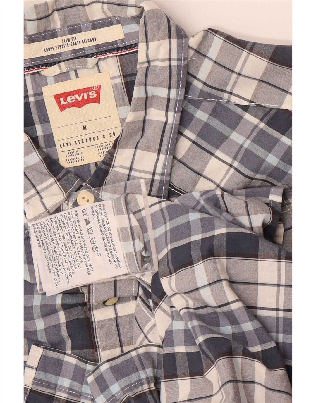 Ανδρικό κοντομάνικο πουκάμισο Levi's Slim Fit, μεσαίο μπλε βαμβακερό