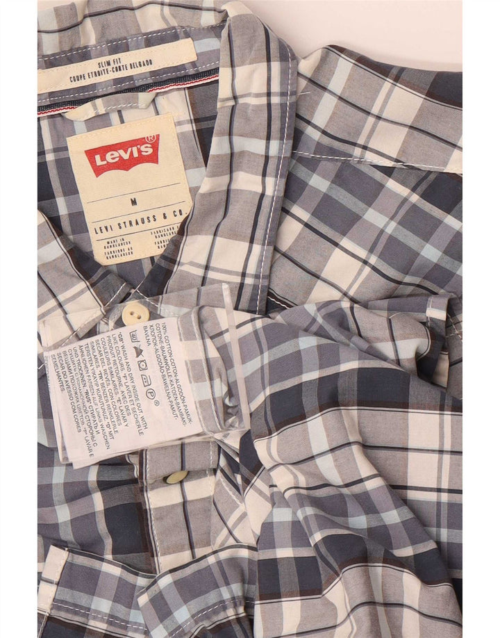 Ανδρικό κοντομάνικο πουκάμισο Levi's Slim Fit, μεσαίο μπλε βαμβακερό