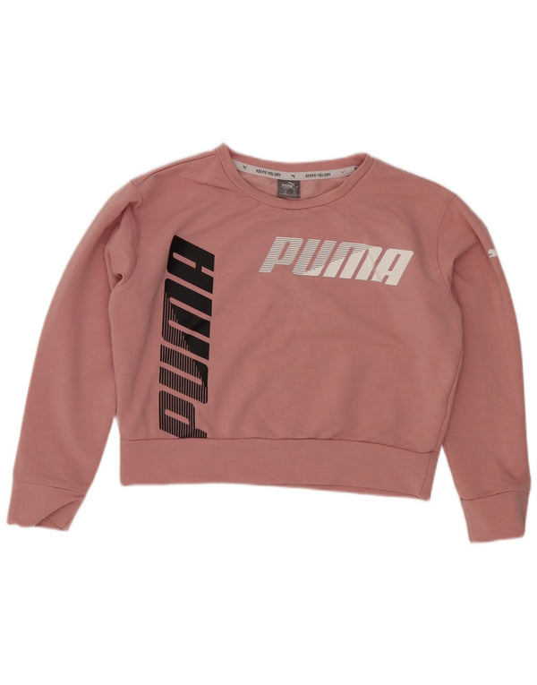 Puma Girls Crop Graphic Φούτερ Jumper 9-10 Years Pink Cotton