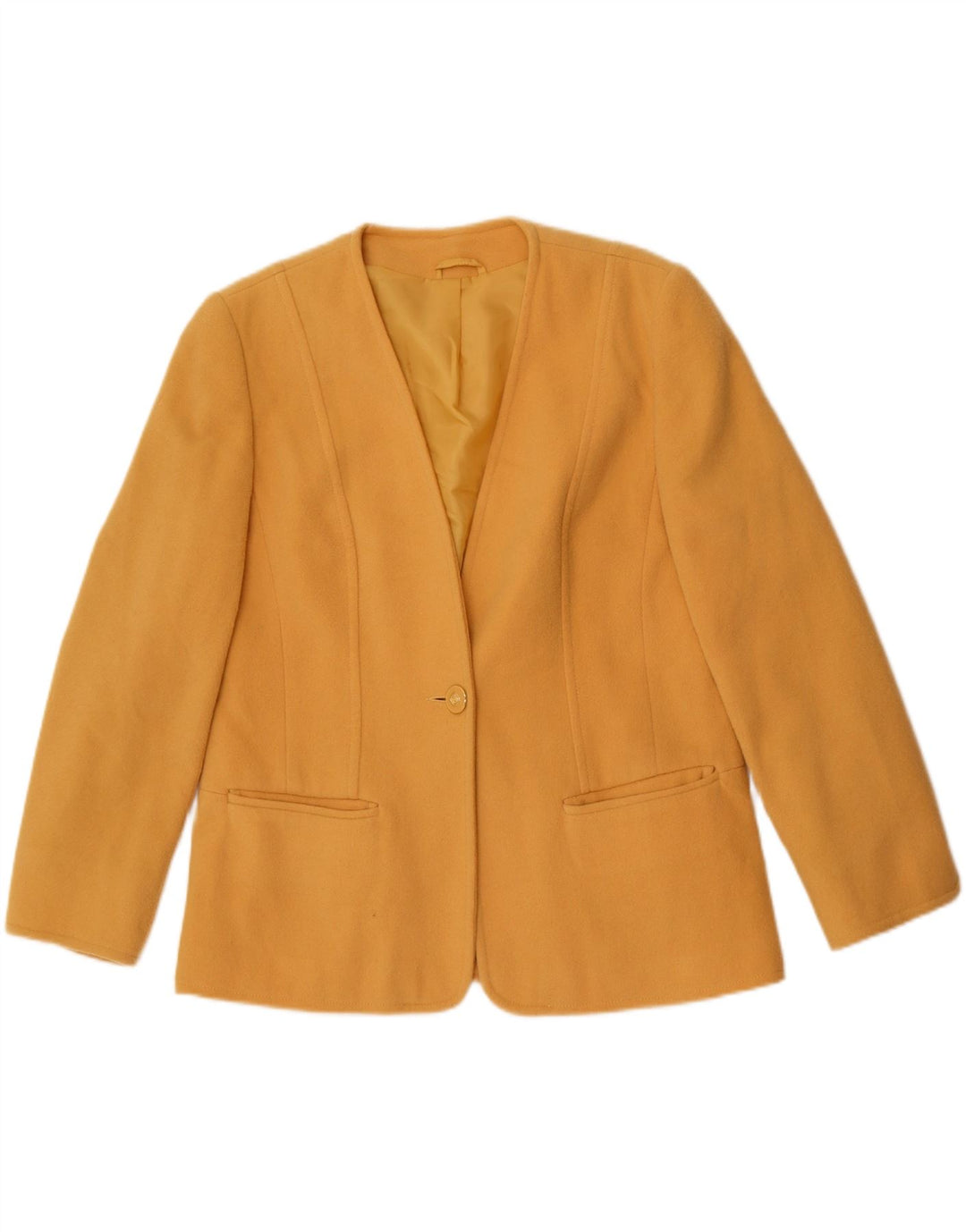 First Avenue Γυναικείο σακάκι σακάκι με 1 κουμπί UK 14 Medium Yellow Wool