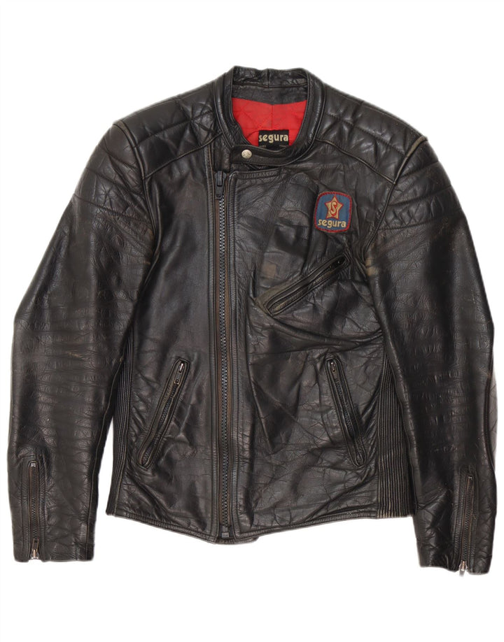 Segura Ανδρικό Δερμάτινο Μπουφάν Biker IT 44 XS Μαύρο Δερμάτινο