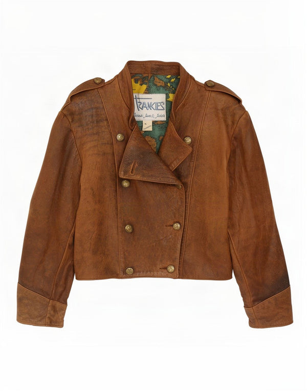 Frankie's Military Crop Double Breasted Jacket UK 18 XL Brown