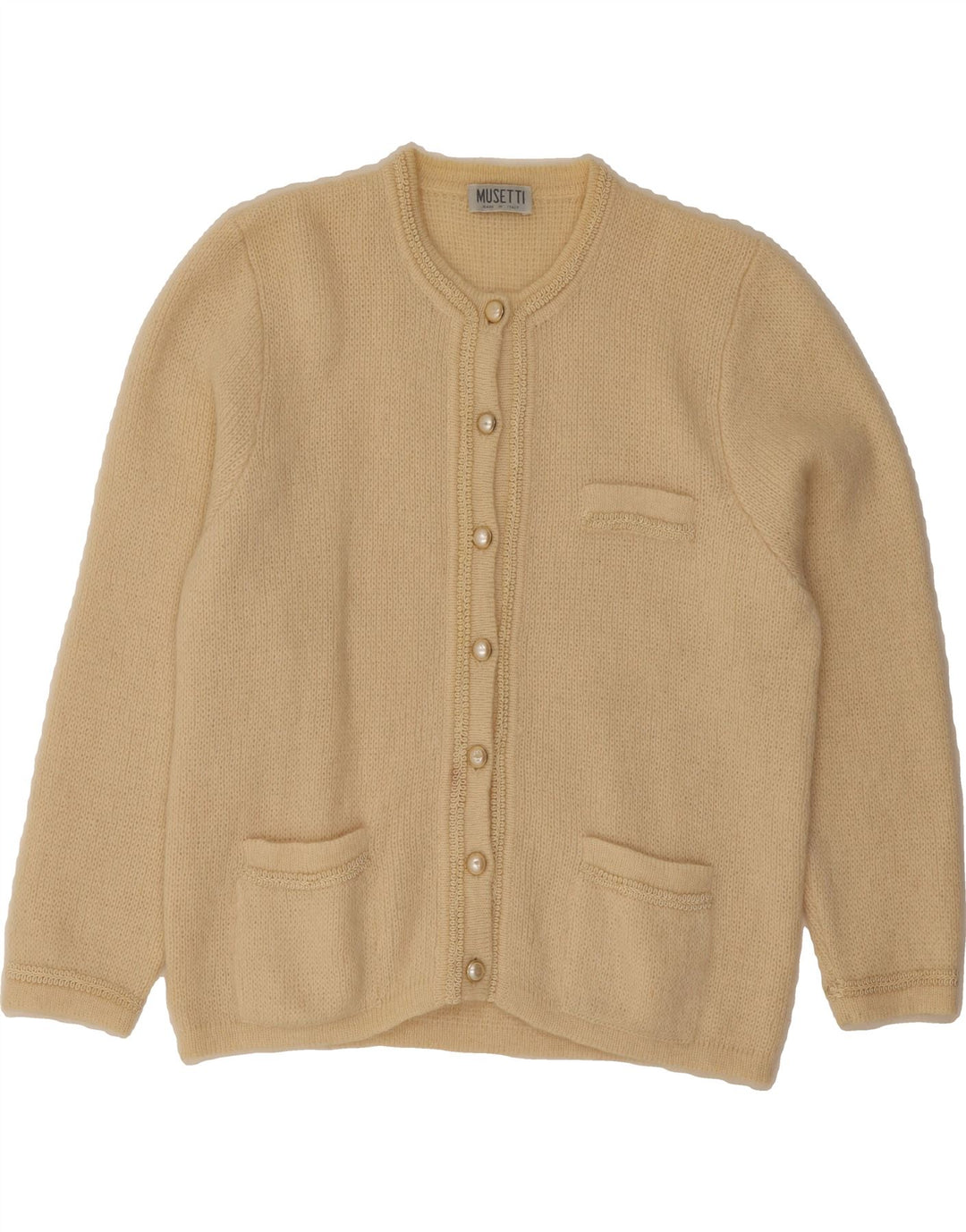 MUSETTI Womens Cardigan Sweater UK 14 Medium Beige Vintage Musetti and Second-Hand Musetti from Messina Hembry 
