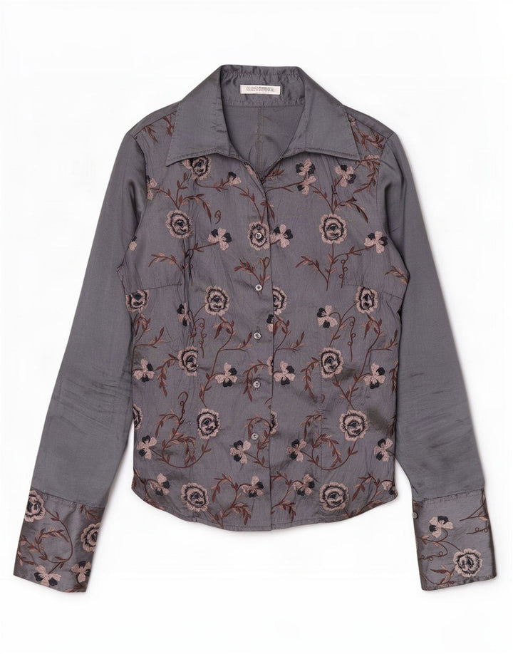 Naracamicie γυναικείο πουκάμισο μπλούζα UK 12 Medium Grey Floral Polyester