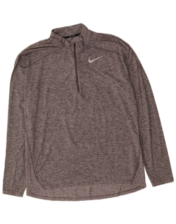 NIKE Ανδρική φόρμα πουλόβερ με φερμουάρ Dri Fit Top Large Grey Flecked