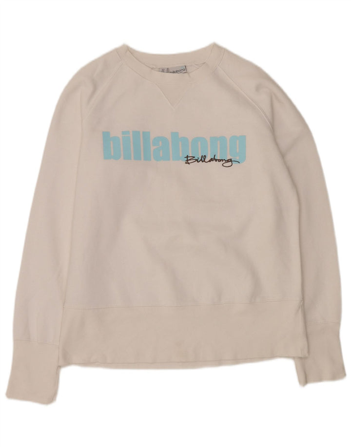 BILLABONG Γυναικείο γραφικό φούτερ Jumper UK 12 Medium White Polyester