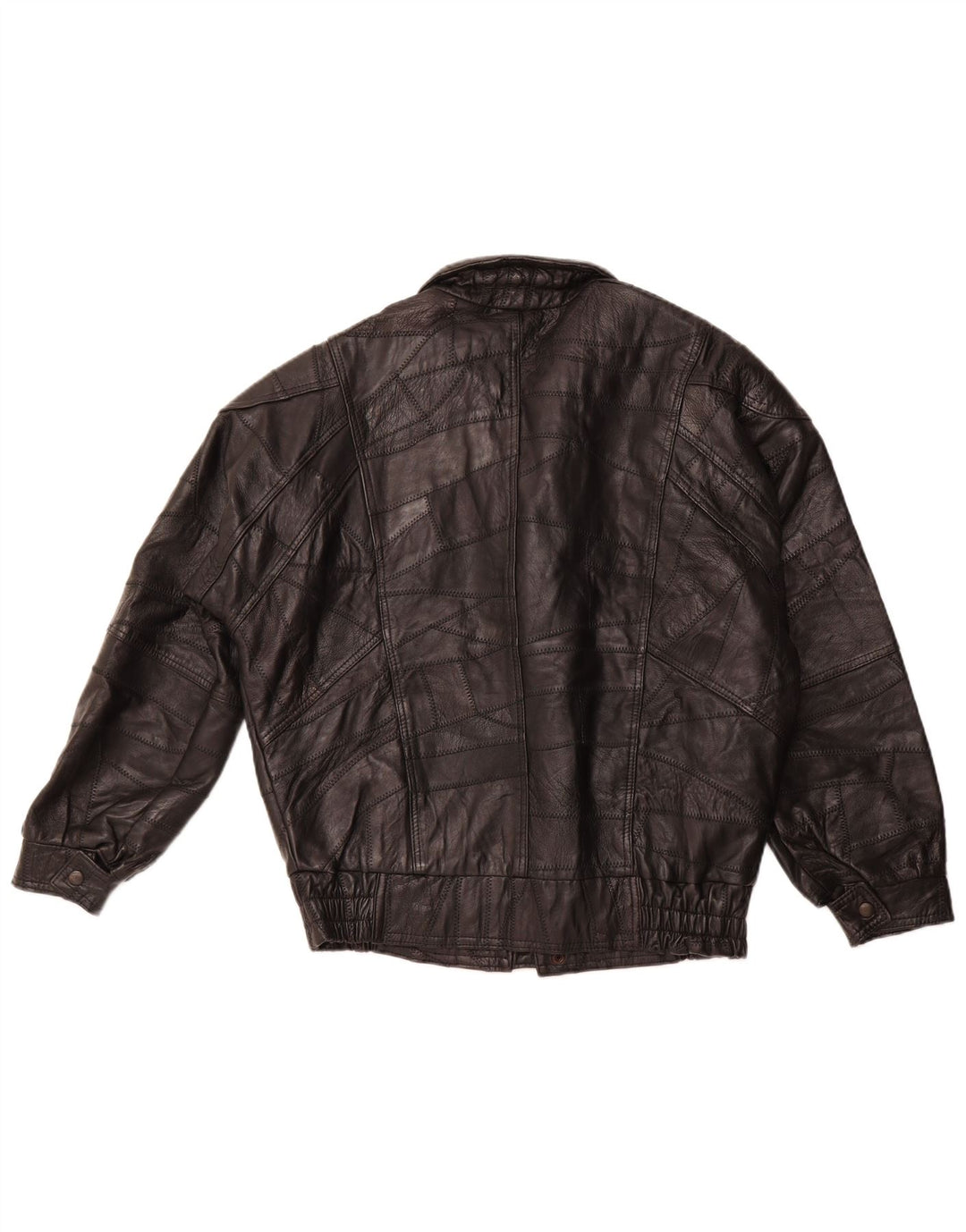 Ανδρικό δερμάτινο μπουφάν VINTAGE Military Loose Fit UK 36 Small Black Patchwork